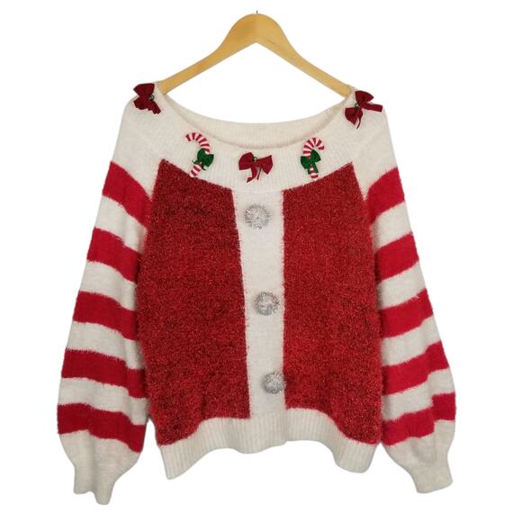 33 Degrees Women's Ugly Christmas Sweater Red White Size Large - Picture 1 of 6